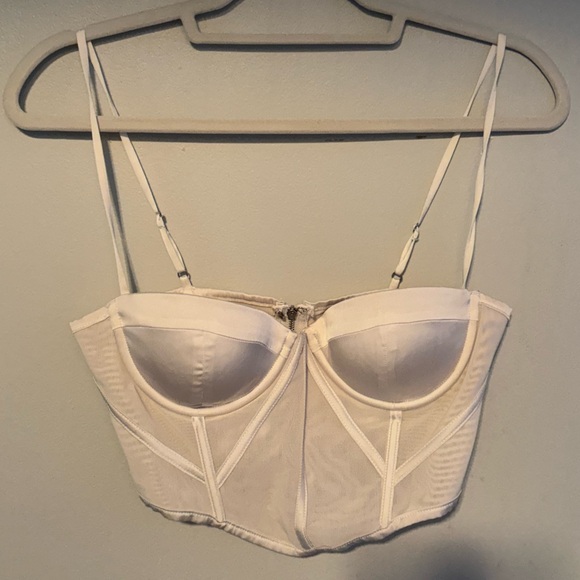Y2K Oh Polly Please Me White Mesh Underwire Corset Bustier Top Size 6 - Picture 2 of 5